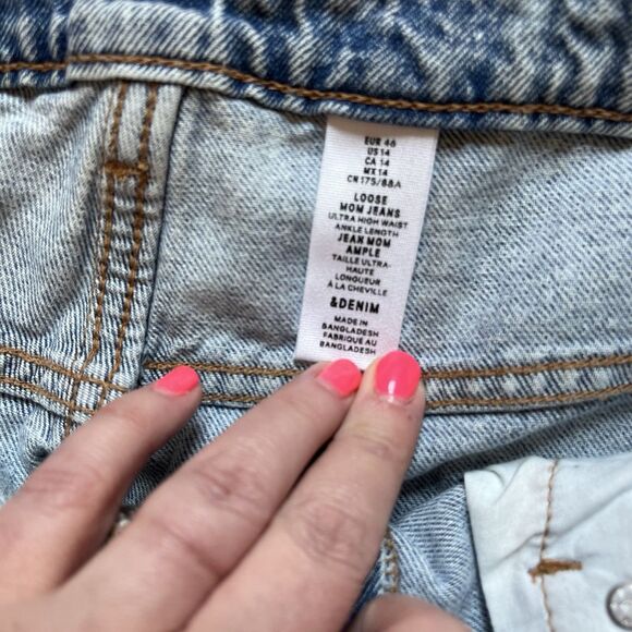 NWT H&M LOOSE MOM JEANS Divided High Waist Ankle Length Med Blue Wash US 14 - Picture 7 of 14